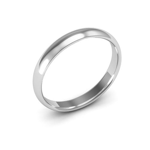 18K White Gold 3mm half round comfort fit wedding band - DELLAFORA