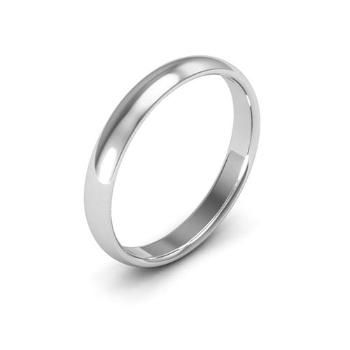 18K White Gold 3mm half round comfort fit wedding band - DELLAFORA