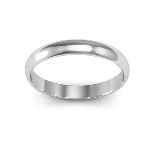 18K White Gold 3mm half round wedding band - DELLAFORA