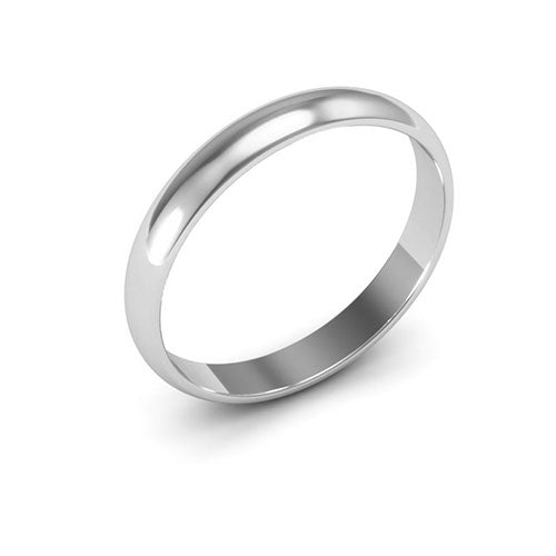 18K White Gold 3mm half round wedding band - DELLAFORA