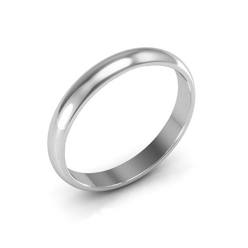 18K White Gold 3mm half round wedding band - DELLAFORA