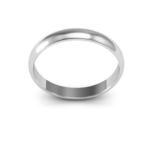 18K White Gold 3mm half round wedding band - DELLAFORA