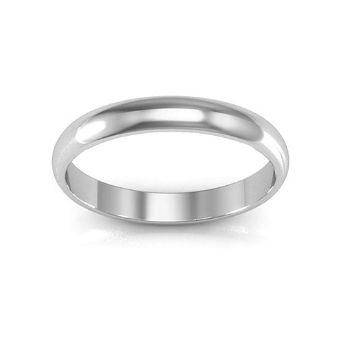 18K White Gold 3mm half round wedding band - DELLAFORA