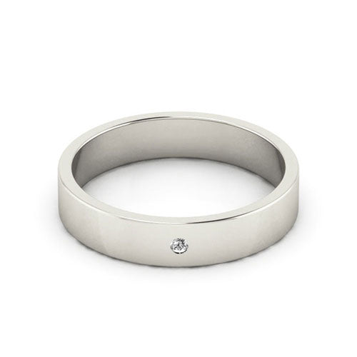 18K White Gold 4mm flat diamond wedding band - DELLAFORA