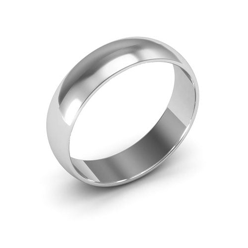 18K White Gold 5mm half round wedding band - DELLAFORA