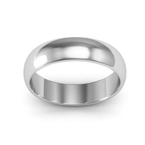 18K White Gold 5mm half round wedding band - DELLAFORA