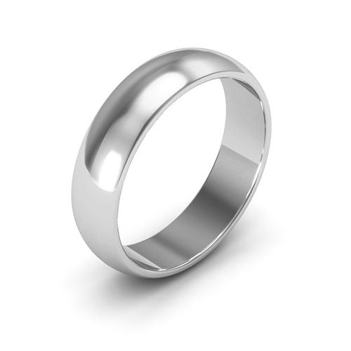 18K White Gold 5mm half round wedding band - DELLAFORA
