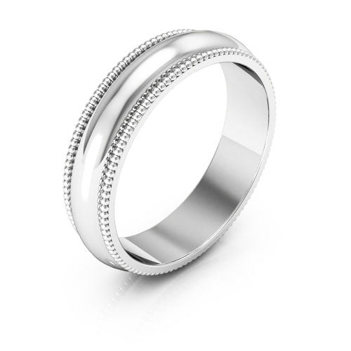 18K White Gold 5mm milgrain wedding band - DELLAFORA