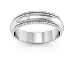18K White Gold 5mm milgrain wedding band - DELLAFORA