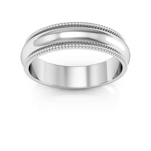 18K White Gold 5mm milgrain wedding band - DELLAFORA