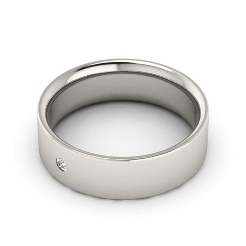 18K White Gold 6mm flat comfort fit diamond wedding band - DELLAFORA