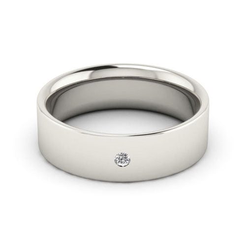 18K White Gold 6mm flat comfort fit diamond wedding band - DELLAFORA