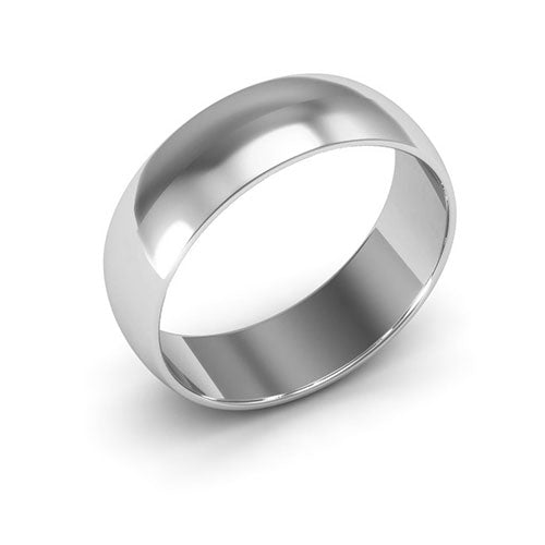 18K White Gold 6mm half round wedding band - DELLAFORA
