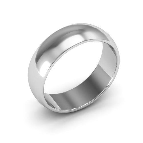 18K White Gold 6mm half round wedding band - DELLAFORA