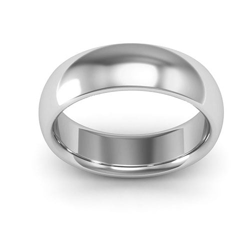 18K White Gold 6mm heavy weight half round comfort fit wedding band - DELLAFORA