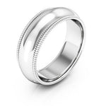 18K White Gold 7mm milgrain comfort fit wedding band - DELLAFORA