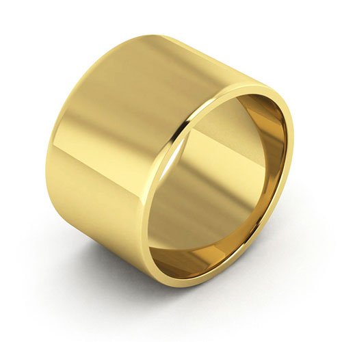 18K Yellow Gold 12mm flat wedding band - DELLAFORA