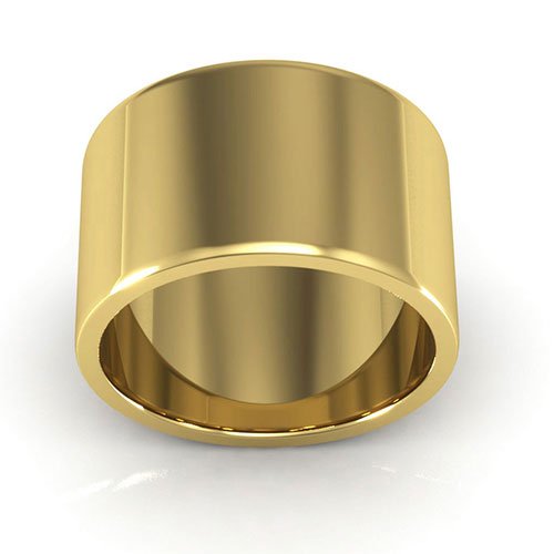 18K Yellow Gold 12mm heavy weight flat wedding band - DELLAFORA