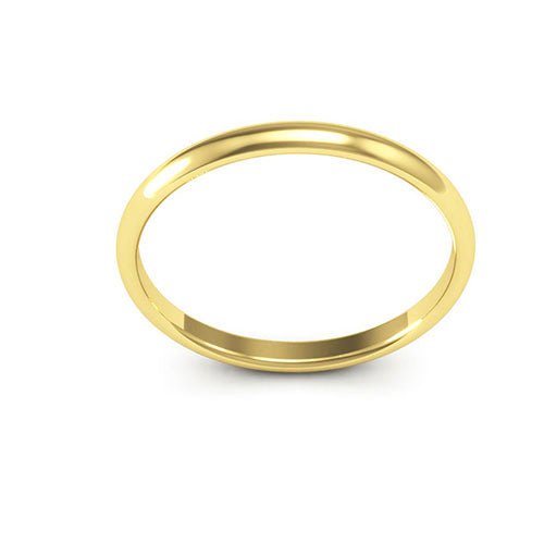 18K Yellow Gold 2mm half round comfort fit wedding band - DELLAFORA