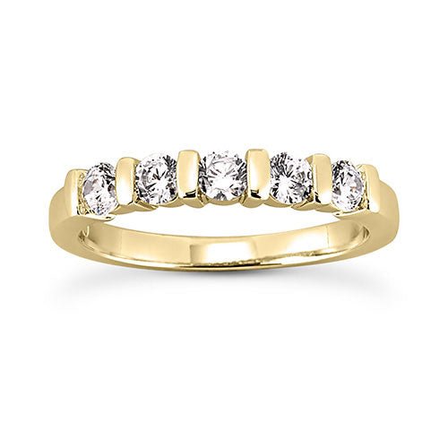 18K Yellow gold 3mm bar set women's 0.50 carats diamond wedding band. - DELLAFORA