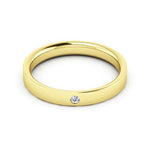 18K Yellow Gold 3mm flat comfort fit diamond wedding band - DELLAFORA