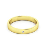 18K Yellow Gold 3mm flat diamond wedding band - DELLAFORA