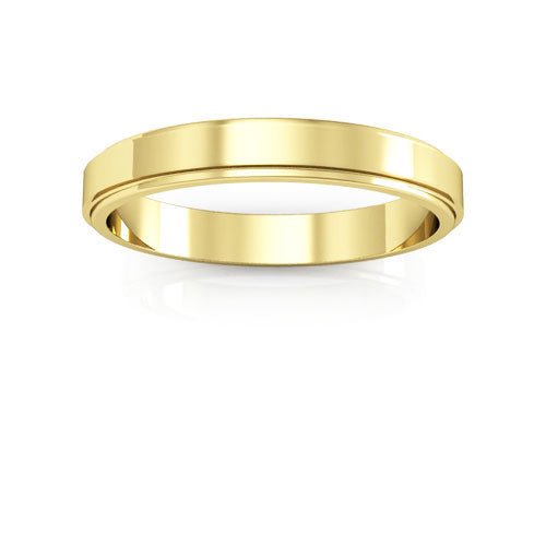 18K Yellow Gold 3mm flat edge design wedding band - DELLAFORA