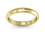 18K Yellow Gold 3mm half round comfort fit diamond wedding band - DELLAFORA