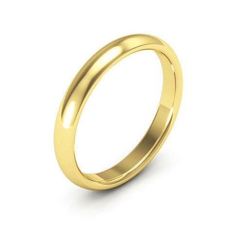 18K Yellow Gold 3mm half round comfort fit wedding band - DELLAFORA
