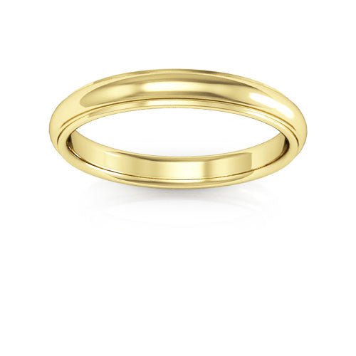 18K Yellow Gold 3mm half round edge design comfort fit wedding band - DELLAFORA