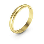 18K Yellow Gold 3mm half round edge design wedding band - DELLAFORA
