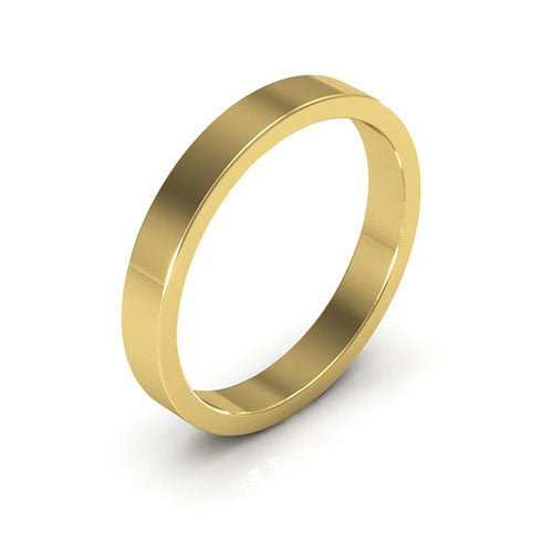 18K Yellow Gold 3mm heavy weight flat wedding band - DELLAFORA