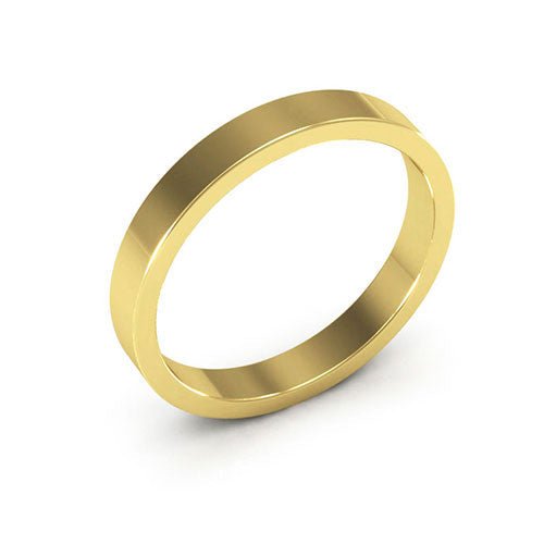 18K Yellow Gold 3mm heavy weight flat wedding band - DELLAFORA