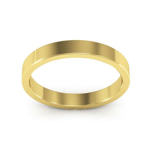 18K Yellow Gold 3mm heavy weight flat wedding band - DELLAFORA