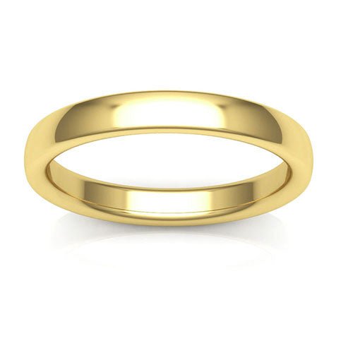 18K Yellow Gold 3mm low dome comfort fit wedding band - DELLAFORA