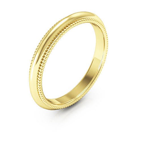 18K Yellow Gold 3mm milgrain comfort fit wedding band - DELLAFORA