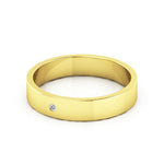 18K Yellow Gold 4mm flat diamond wedding band - DELLAFORA
