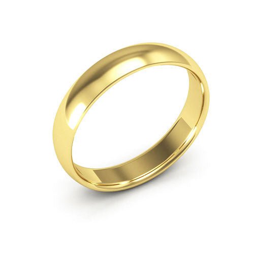 18K Yellow Gold 4mm half round comfort fit wedding band - DELLAFORA