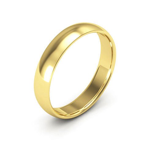 18K Yellow Gold 4mm half round comfort fit wedding band - DELLAFORA