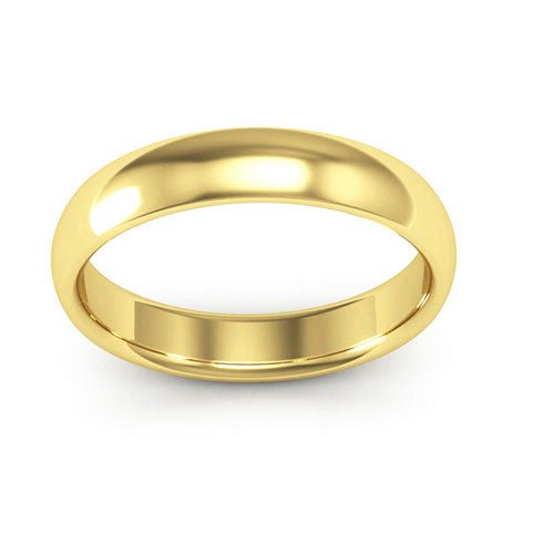 18K Yellow Gold 4mm half round comfort fit wedding band - DELLAFORA