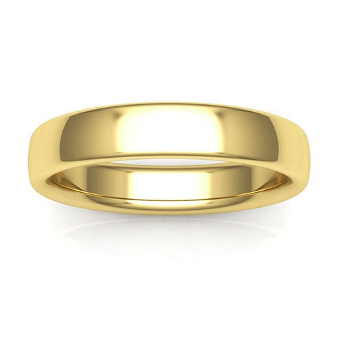 18K Yellow Gold 4mm low dome comfort fit wedding band - DELLAFORA