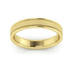 18K Yellow Gold 4mm milgrain raised edge design brushed center comfort fit wedding band - DELLAFORA