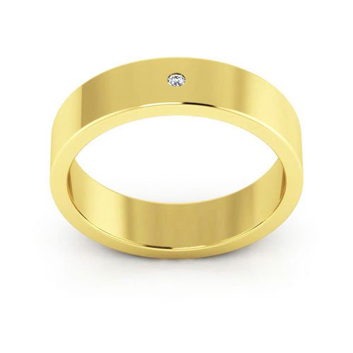 18K Yellow Gold 5mm flat diamond wedding band - DELLAFORA