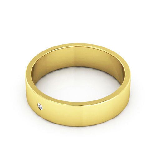 18K Yellow Gold 5mm flat diamond wedding band - DELLAFORA
