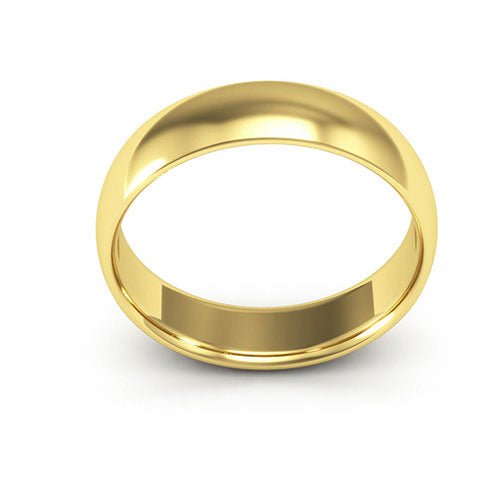 18K Yellow Gold 5mm half round comfort fit wedding band - DELLAFORA