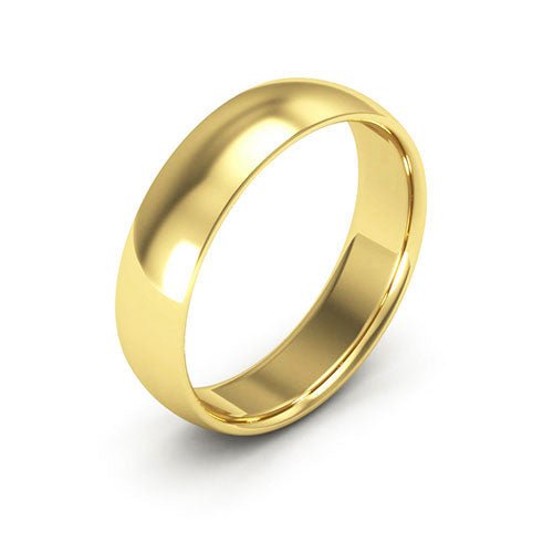 18K Yellow Gold 5mm half round comfort fit wedding band - DELLAFORA