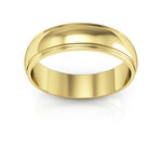 18K Yellow Gold 5mm half round edge design wedding band - DELLAFORA