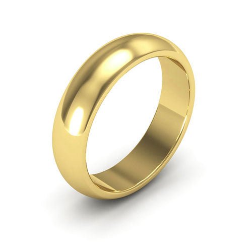 18K Yellow Gold 5mm heavy weight half round wedding band - DELLAFORA