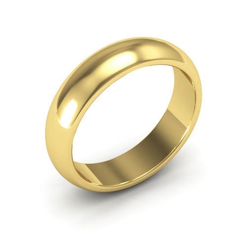 18K Yellow Gold 5mm heavy weight half round wedding band - DELLAFORA