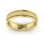 18K Yellow Gold 5mm raised edge design brushed center comfort fit wedding band - DELLAFORA